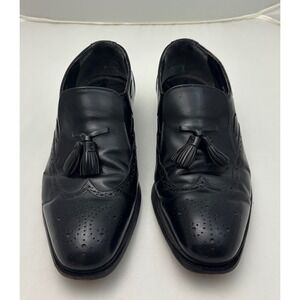Hanover Mens Black Leather Tassel Wingtip Loafers Made in USA 9.5 D/B 3654